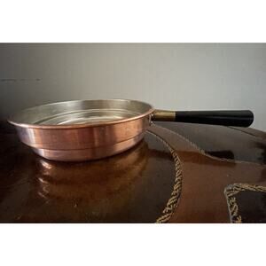 Vintage Copper Clad Stainless Steel Black Handle Skillet Sauce Pan 9.25”‎ X 2”